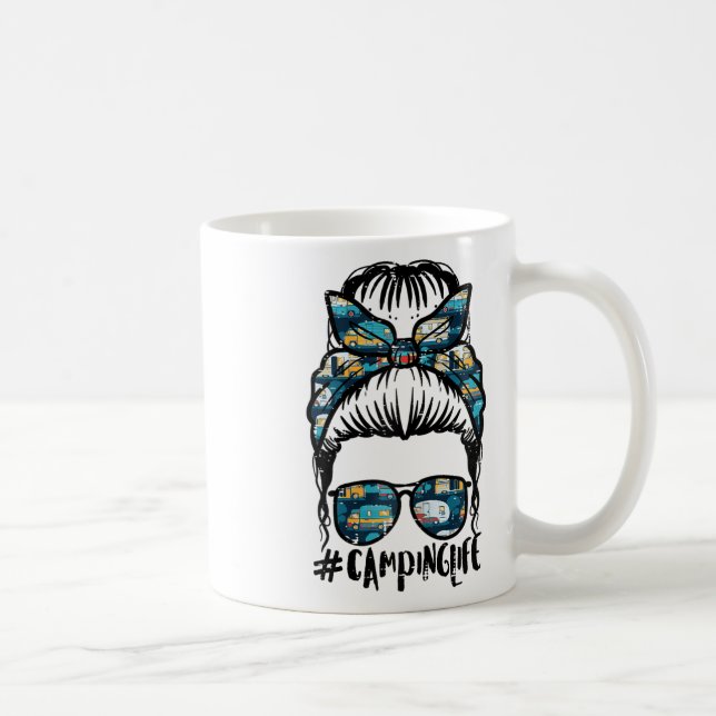Caneca De Café Cabelo Desgrenhado Vida de Camping Mãe de Acampant (Direita)