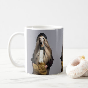 Caneca De Café Cabelo loiro de cão afegão nas calças