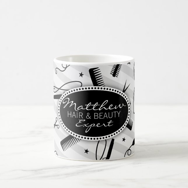 Caneca De Café Cabelo preto & cinzento & beleza (Centro)