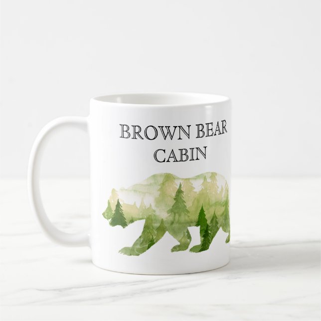 Caneca De Café Cabina de Montanha Personalizada Bordo Aquarela (Esquerda)