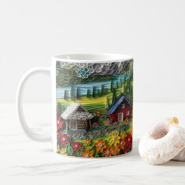 Caneca De Café Cabina de país impressa 3D (Com Donut)