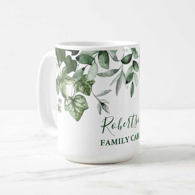 Caneca De Café Cabina Grande da Família Greenerescência Botânica  (Frente Esquerda)