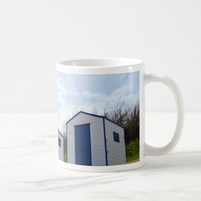 Caneca De Café Cabines de Praia Azuis e Brancas (Direita)