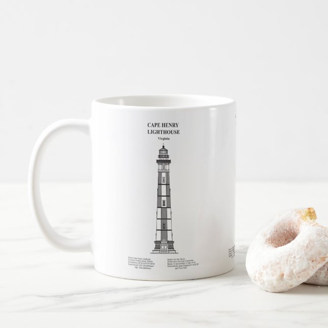Caneca De Café Cabo Henry Lighthouse - Virgínia - BD (Com Donut)