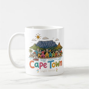 Caneca De Café Cabo Town Desenhado à Mão Arte de Viagem África do