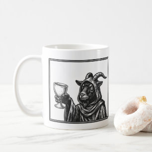 Caneca De Café Cabra Preta em Capa Gótica Pegan Medieval Wicca