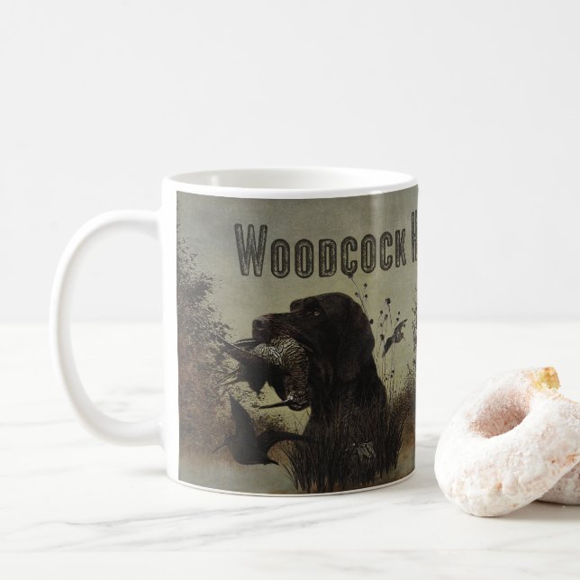 Caneca De Café Caça a Woodcock com Ponteiro Alemão Cabeado (Com Donut)
