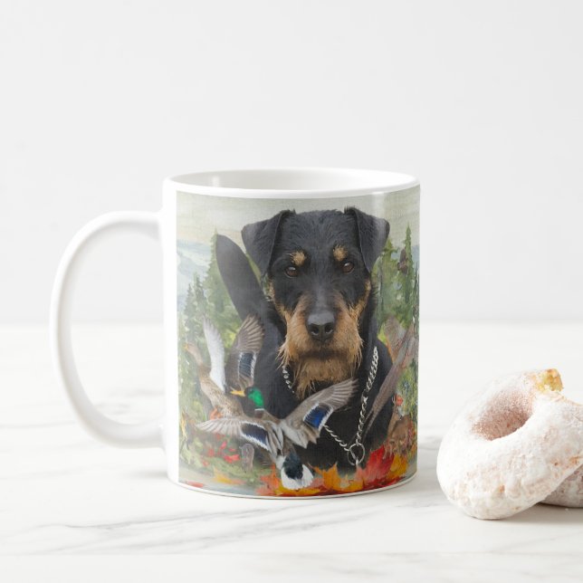 Caneca De Café Caça alemã Terrier (Jagdterrier) (Com Donut)