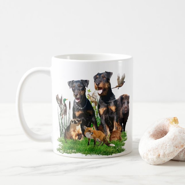 Caneca De Café Caça alemã Terrier (Jagdterrier) (Com Donut)