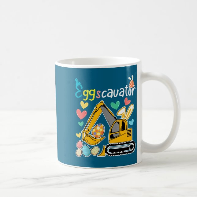 Caneca De Café Caça ao Ovo de Páscoa com Escavadeira de Construçã (Direita)