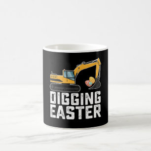 Caneca De Café Caça ao Ovo de Páscoa com Escavadeira Divertido
