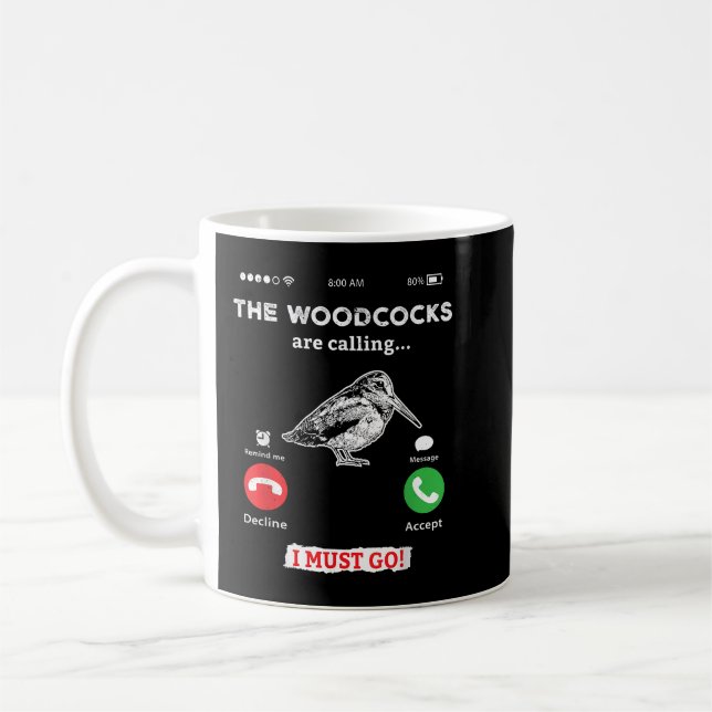 Caneca De Café Caça ao pássaro Woodcock- telefone engraçado chama (Esquerda)