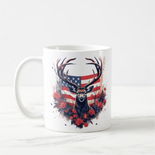 Caneca De Café Caça ao Veado Bandeira Americana