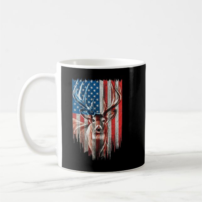 Caneca De Café Caça ao Veado com Chifres Brancos Camuflagem Ameri (Esquerda)
