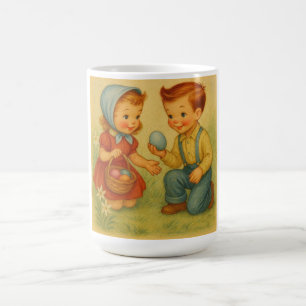 Caneca De Café Caça aos ovos de Páscoa retrô/vintage dos anos 195