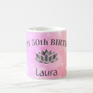 Caneca De Café Caça de Aniversário Personalizada Sparkly 50