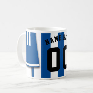 Caneca De Café Caça de Jersey Personalizável, Bandeiras Azuis