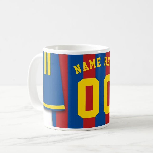 Caneca De Café Caça de Jersey Personalizável, Bandeiras Douradas  (Frente Esquerda)