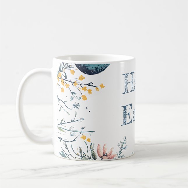 Caneca De Café Caça de Ovos de Primavera de Páscoa Floral Elegant (Esquerda)