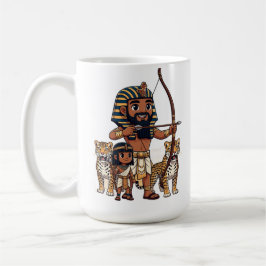 Caneca De Café Caça no Antigo Egito com Leopardos