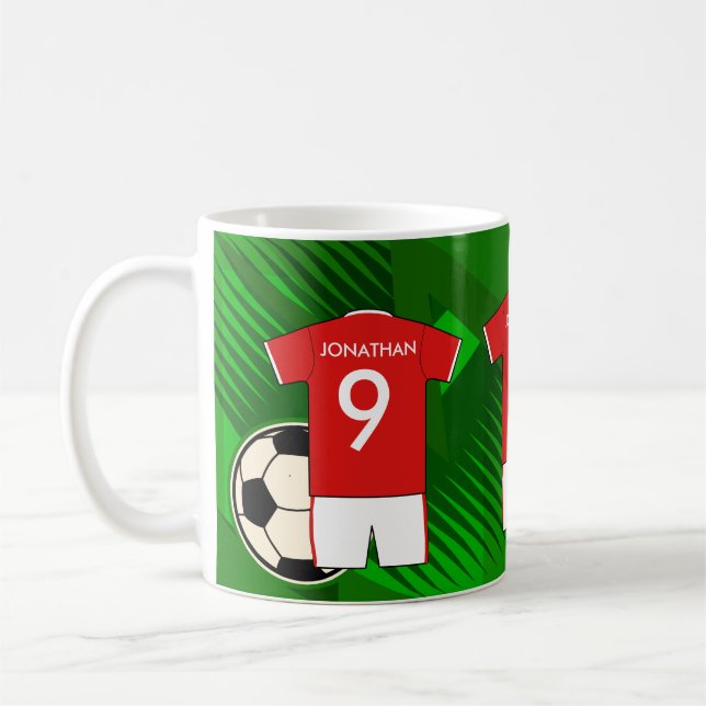 Caneca De Café Caça Personalizada Jersey Vermelho e Branco (Esquerda)