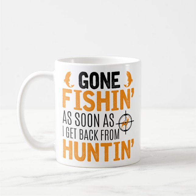 Caneca De Café Caça Pesca Para Caçadores Que Pescam (Esquerda)