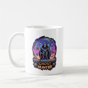 Caneca De Café Caçador de Fantasmas Ceifador Esqueleto Foice Roxo