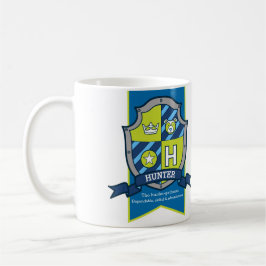 Caneca De Café Caçador letra H heráldica verde azul significado d