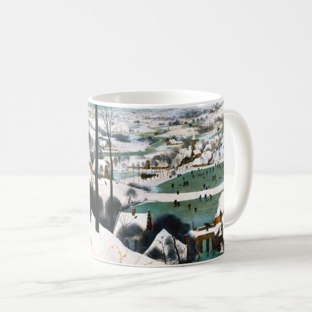 Caneca De Café Caçadores na Paisagem da Neve Pieter Bruegel (Frente Esquerda)