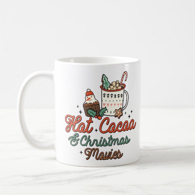Caneca De Café Cacau Quente E Filmes De Natal Retroativos (Esquerda)