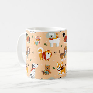 Caneca De Café Cachecóis Festivos de Inverno para Cachorrinhos