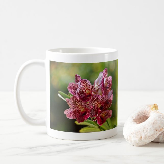 Caneca De Café Cacho de Orquídea Vanda Tropical (Com Donut)