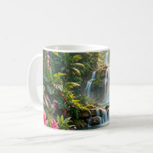 Caneca De Café Cachoeiras Arco-íris Beija-flores Esconderijo Trop