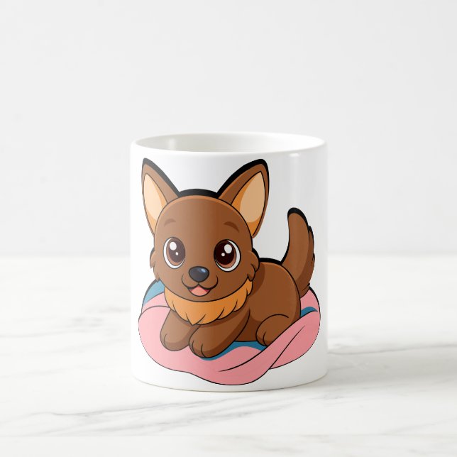 Caneca De Café Cachorrinho Adorável em Cobertor Rosa Café  (Centro)