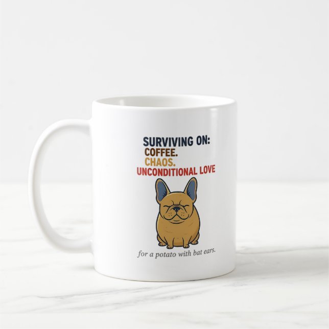 Caneca De Café Cachorrinho Batata Café Caos Amor Mãe de Cachorro  (Esquerda)
