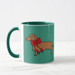 Caneca de Café Cachorrinho Dachshund Natal