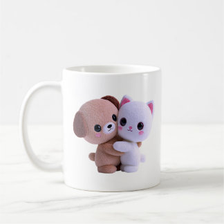 Caneca De Café Cachorrinho Fofo Gatinho Abraço