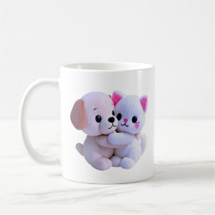 Caneca De Café Cachorrinho Fofo Gatinho Abraço
