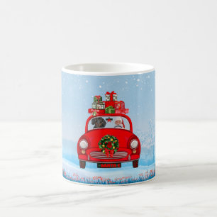 Caneca De Café Cachorrinho No Carro Com Papai Noel