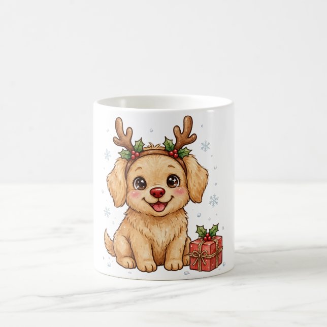 Caneca de Café Cachorrinho Rena de Natal (Centro)