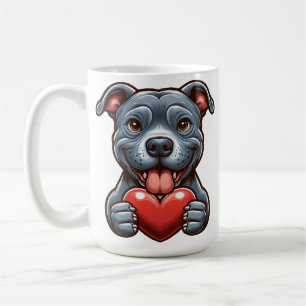 Caneca De Café Cachorro Adorável Abraçando Coração com Expressão