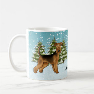 Caneca De Café Cachorro Airedale Terrier Floresta de Inverno Neva