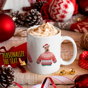Caneca De Café Cachorro Airedale Vestindo Suéter Feio Amante de C