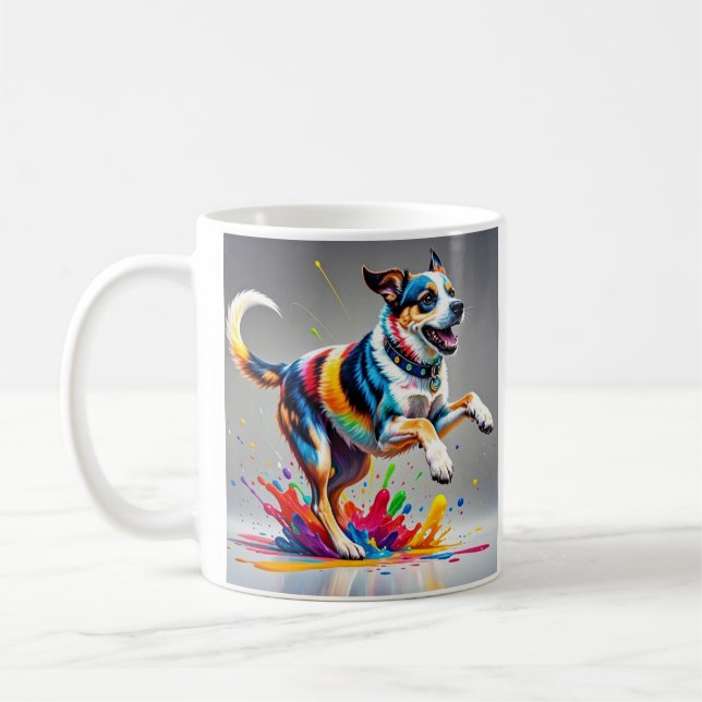 Caneca De Café Cachorro alegre e alegre e divertido, (Esquerda)