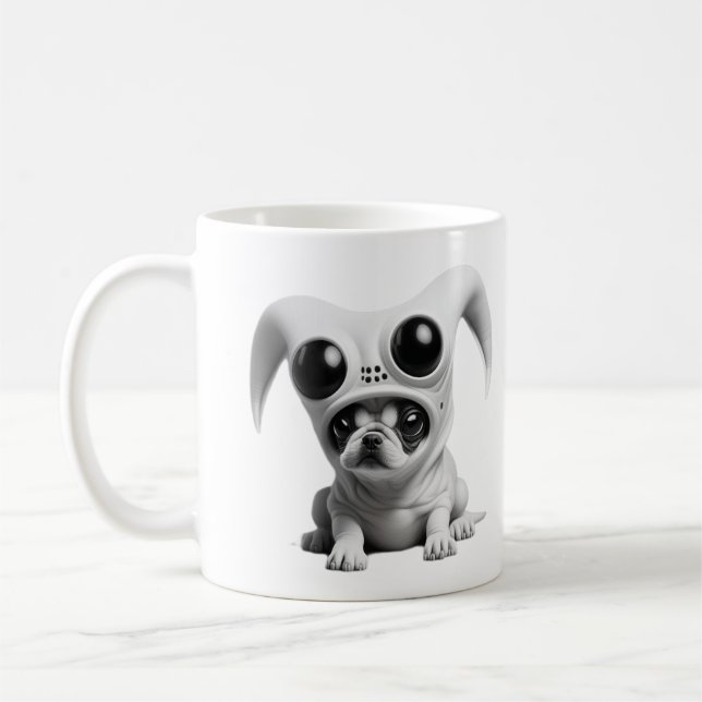 Caneca De Café Cachorro alienígena engraçado (Esquerda)