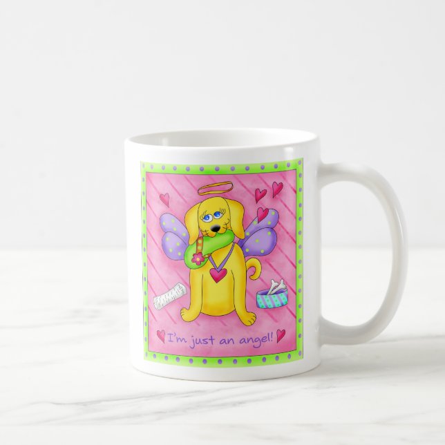 Caneca De Café Cachorro Amarelo do Ouro Angel com Calçado (Direita)