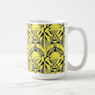 Caneca De Café "Cachorro Amarelo no Linho Amarelo" Abstract Desig