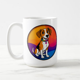 Caneca De Café Cachorro Animado Fofo com Coleira