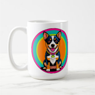 Caneca De Café Cachorro Animado Fofo com Coleira
