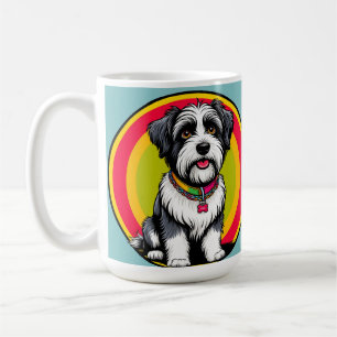 Caneca De Café Cachorro Animado Fofo com Coleira